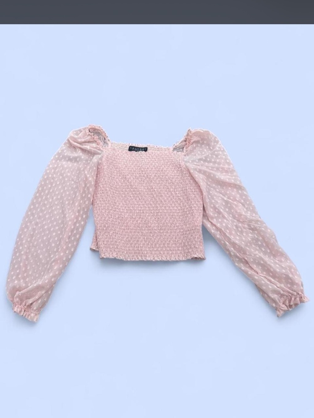 Laundry by Shelli Segal Smocked Puff-Sleeve Crop Top - Light Pink